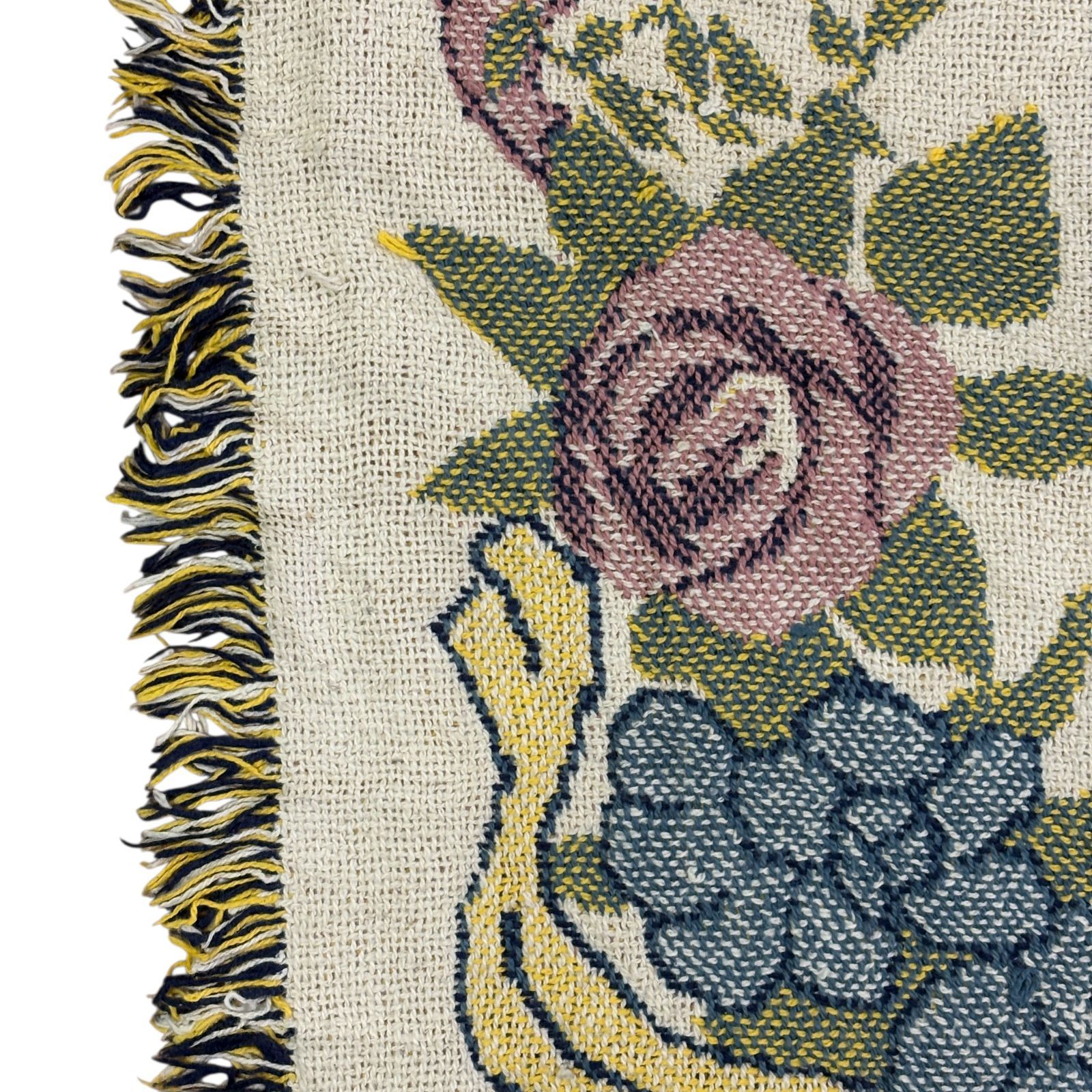 vintageラグ カーペット バラ フラワー リボン S-1356