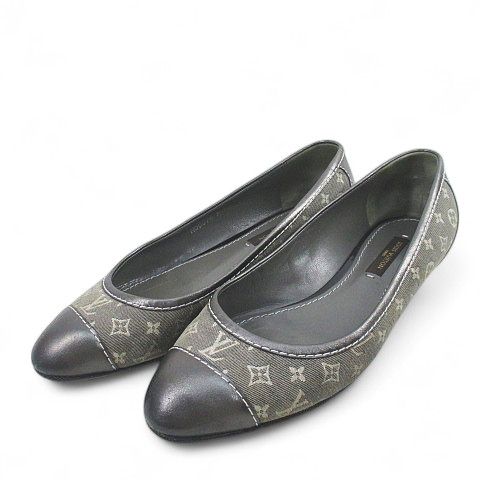 美品★ルイヴィトン・レザー モノグラム総柄 フラットシューズ(341/2) 美品☆ルイヴィトン・レザー モノグラム総柄 フラットシューズ