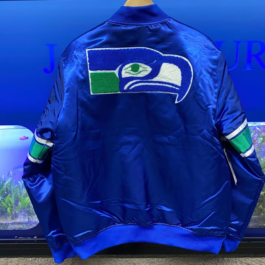 Mitchell-Ness ミッチェル-ネス NFL シアトル シーホークス サテン スタジアムジャンパー