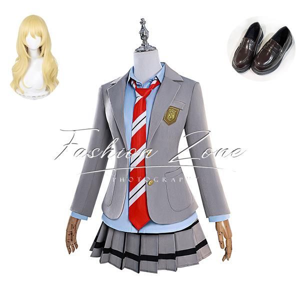 ◆四月は君の嘘 風 宮園 かをり コスプレ衣装 ウィッグ 靴 cosplay ハロウィン 演出服 変装