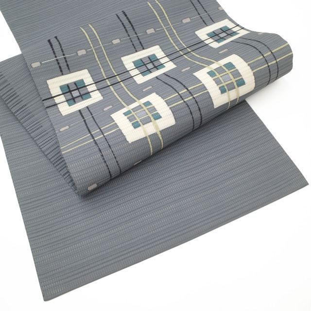 中古】 夏物 名古屋帯 開き仕立て リサイクル 九寸 変わり絽 正絹 染め