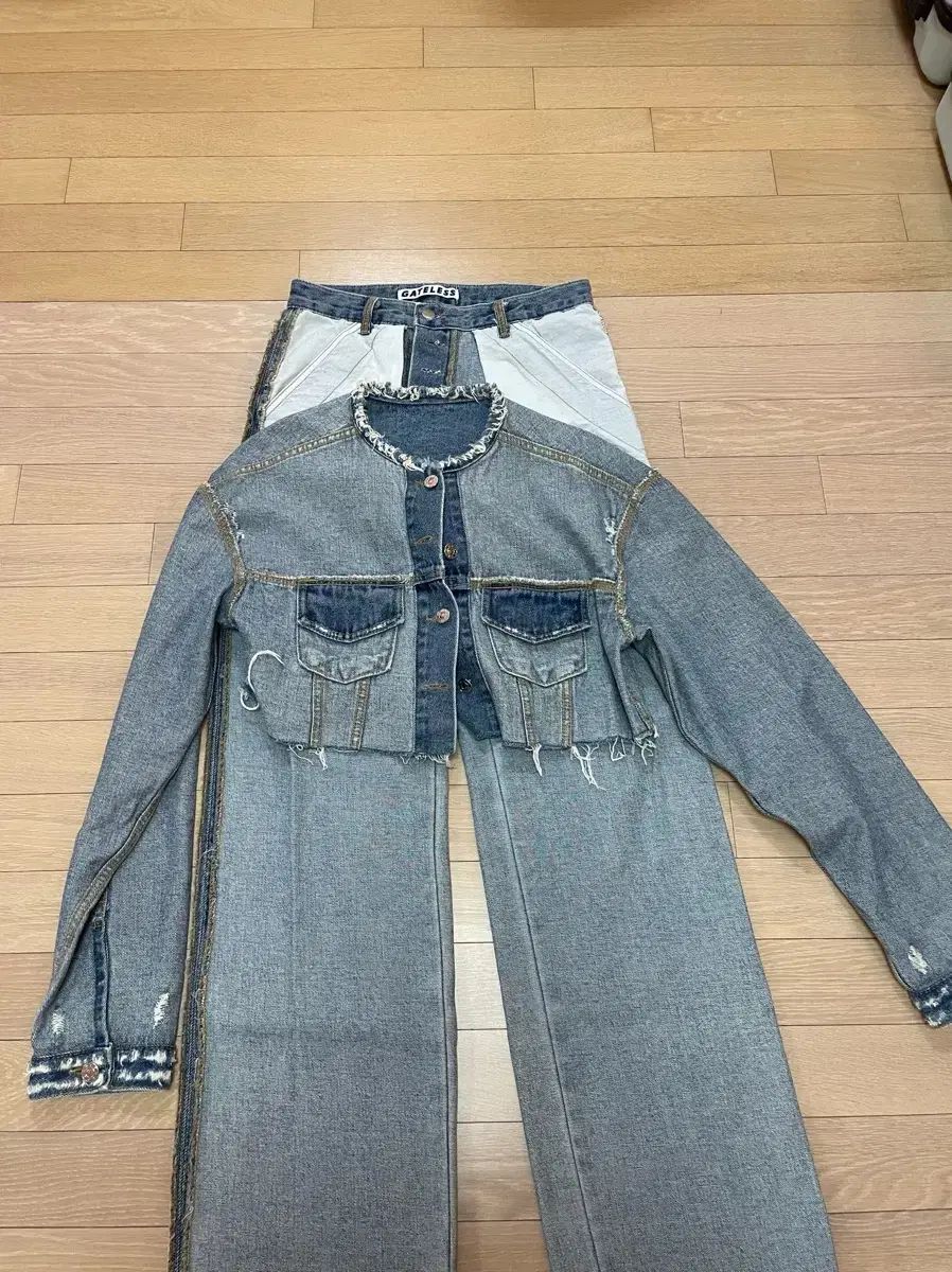 リバーシブル クロップド デニム セットアップ デニムジップアップ