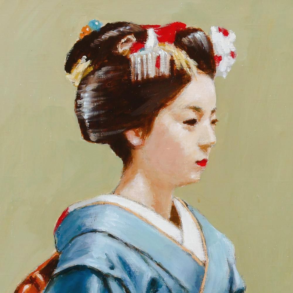 錵 荒木義太郎 舞妓 肉筆油彩4号 S199 OU/21.9廻/MY/ 140(人物画)