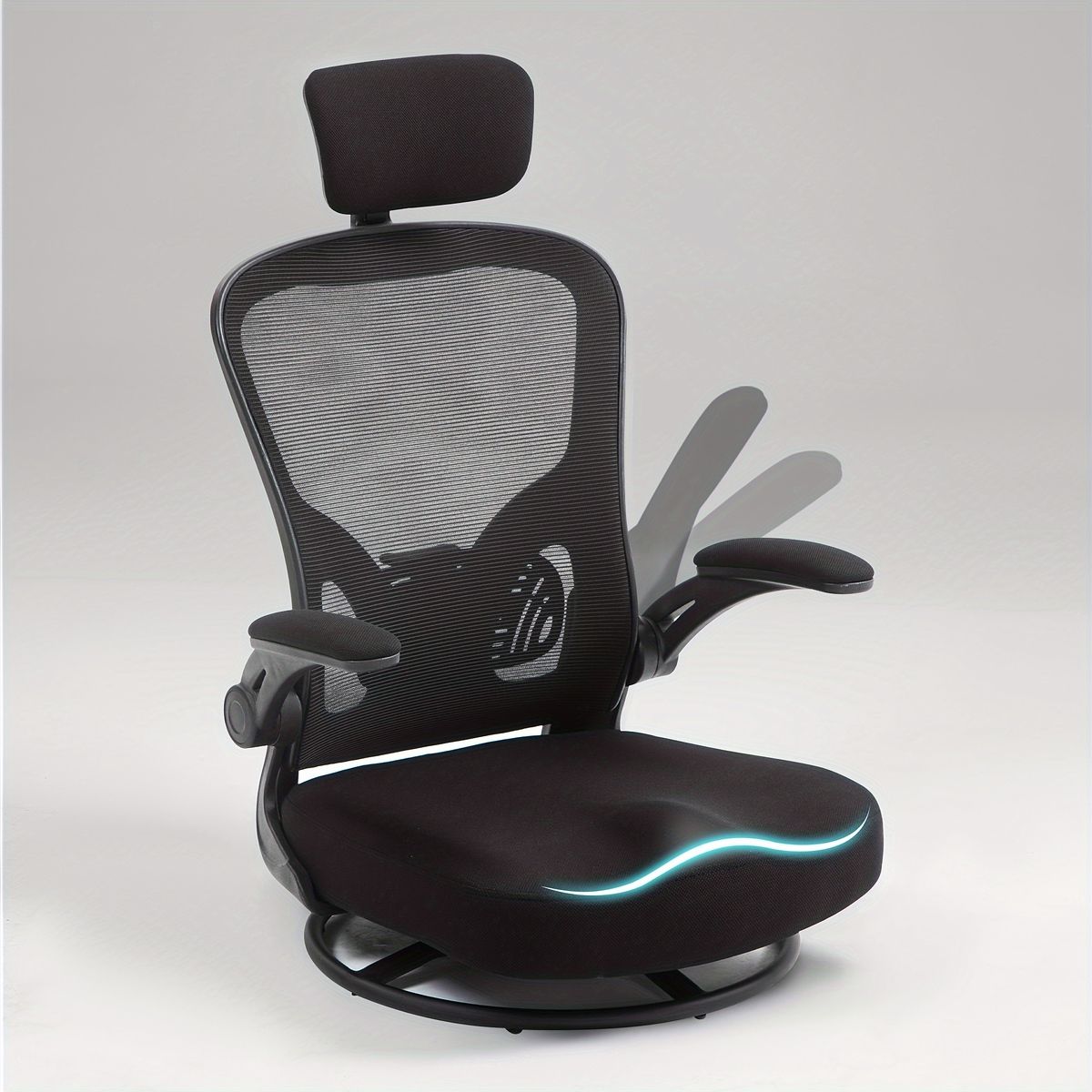 人間工学設計 ゲーミングチェア 通気性メッシュ 360回転 腰部 ヘッドレストサポート付 オフィス 自宅用 ゲームチェア 大人向け モダンデザイン 選べる4色 ブラック