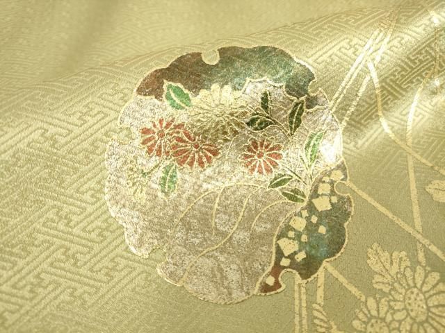 平和屋着物▽訪問着 単衣 雪輪花文 金彩 正絹 逸品 DAAS0581az