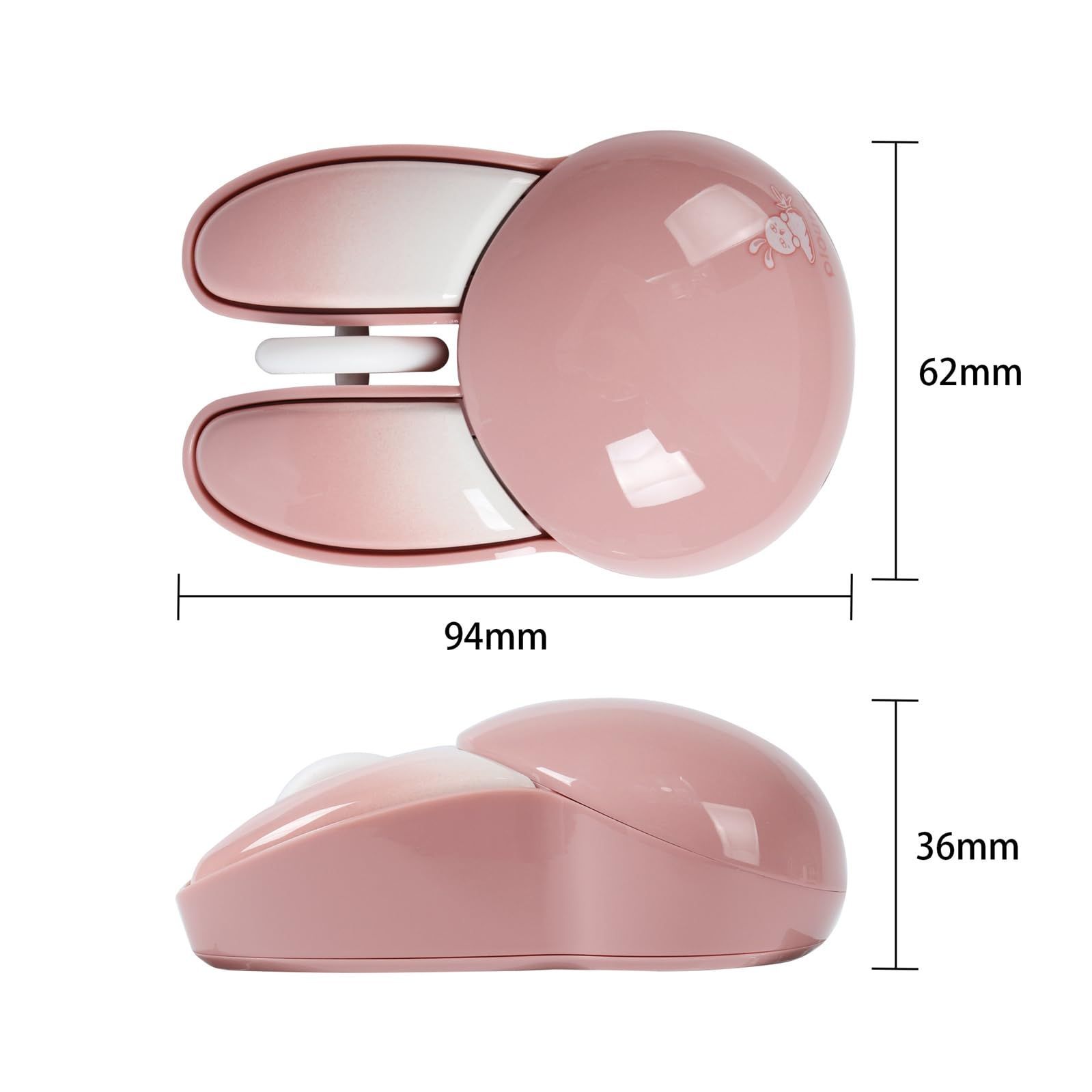 DIWOSHE 2.4Ghzワイヤレスマウス かわいいウサギの耳のデザイン USB無線マウス 静音 電池式 光学式 小型 軽量 キャラクター