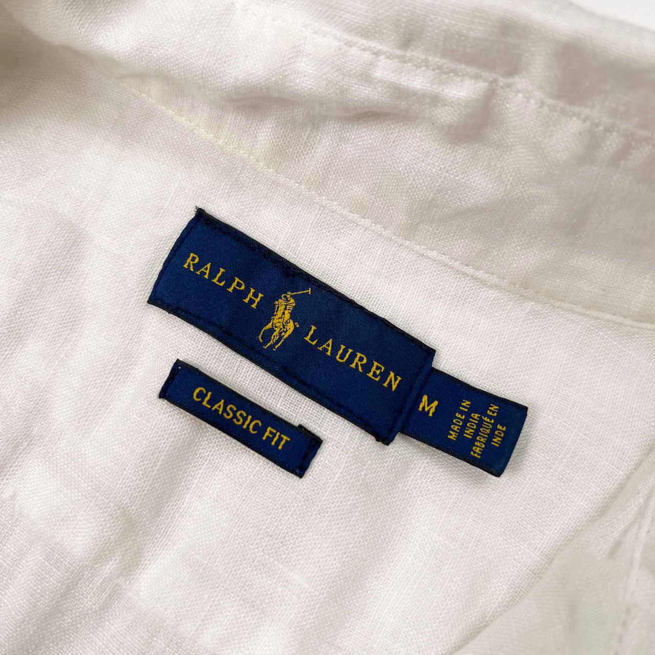 ローレンラルフローレン タグ付き 長袖シャツ 麻 リネン100% ホワイト L ローレン ラルフ ローレン LAUREN RALPH LAUREN リネン シャツ