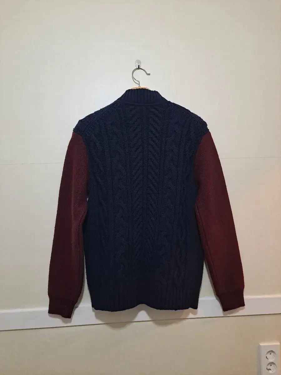 欲しいが見つかる！ LACOSTE ラコステ ケーブル ニット セーター カーディガン ネイビー バーガンディ 95 サイズ