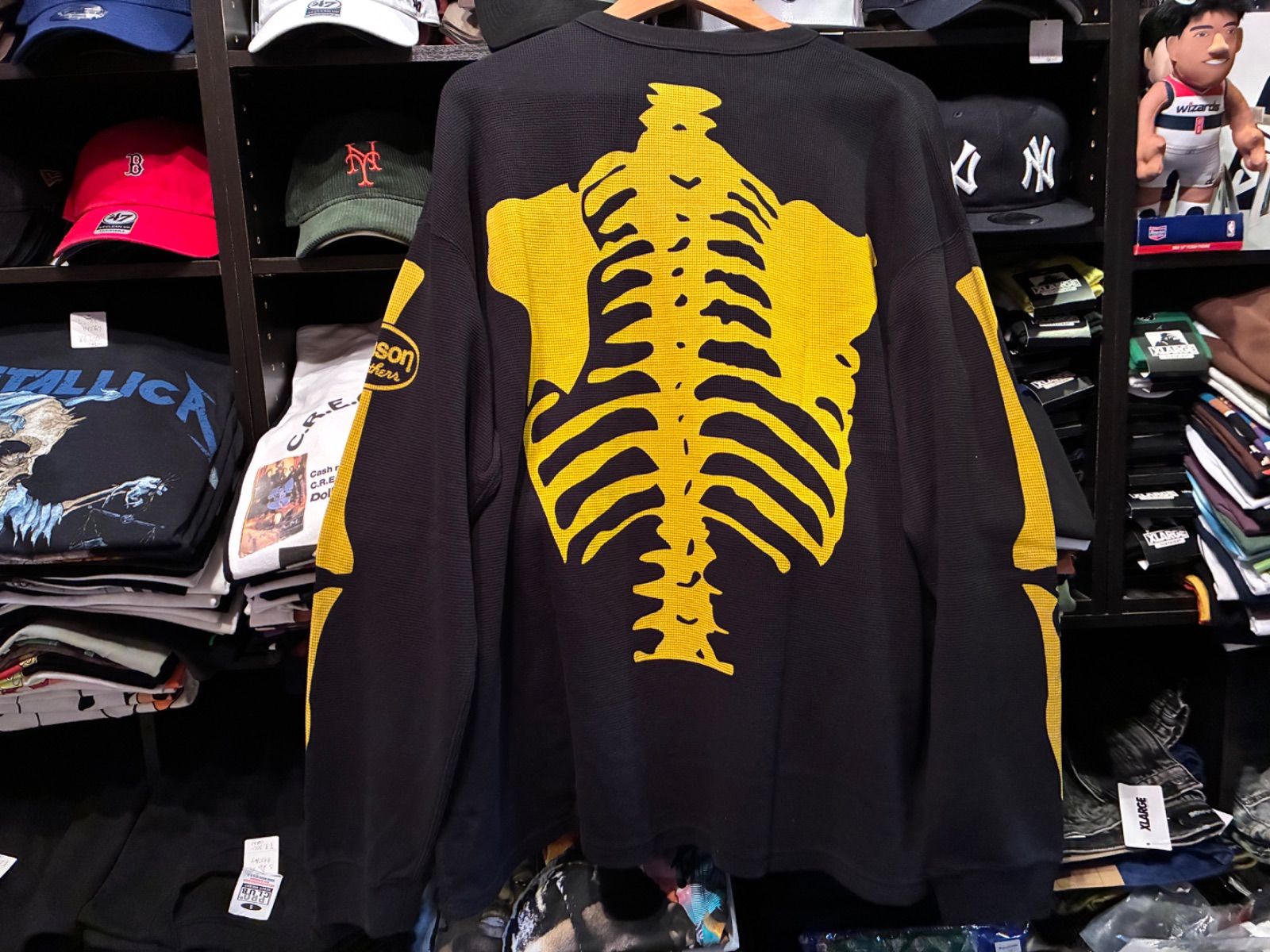 VANSON バンソン スカルボーン 骨 プリント サーマル ワッフル生地