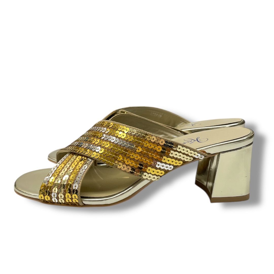 ギンザカネマツ GINZA Kanematsu サンダル 21 1/2 レザー×エナメル（レザー） ライトブラウン×アイボリー レディース 型押し加工 美品 靴 中古GINZA Kanematsu(ギンザカネマツ) サンダル