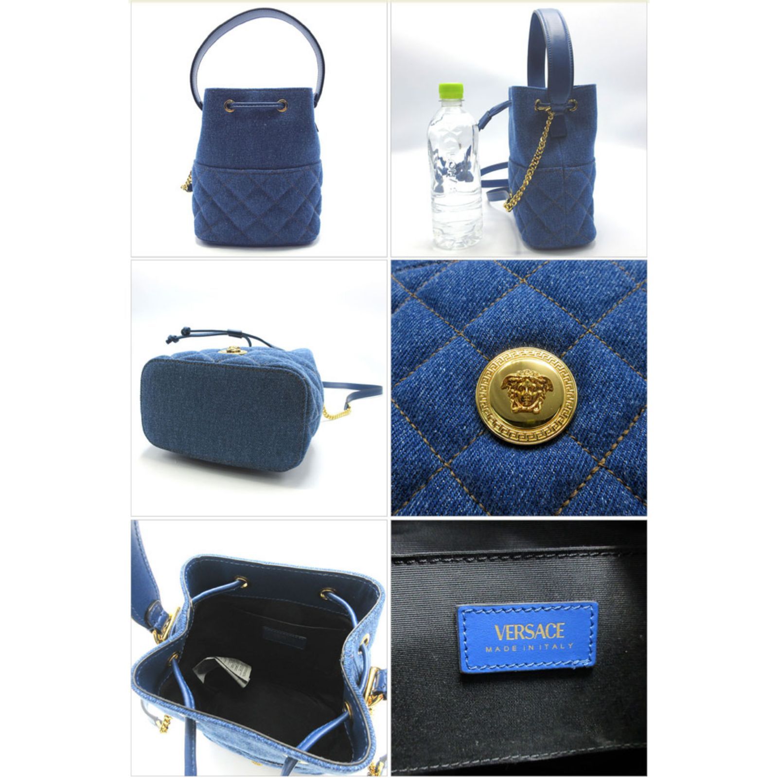 【新品】ヴェルサーチェ 1013788 1A10347 1D06V (デニムブルー) ショルダーバッグ VERSACE デニム メデューサモチーフ スモール バケット 2WAY 斜め掛け アウトレット レディース VERSACE - 【新品】ヴェルサーチェ 1013788 1A10347 1D06V (デニム