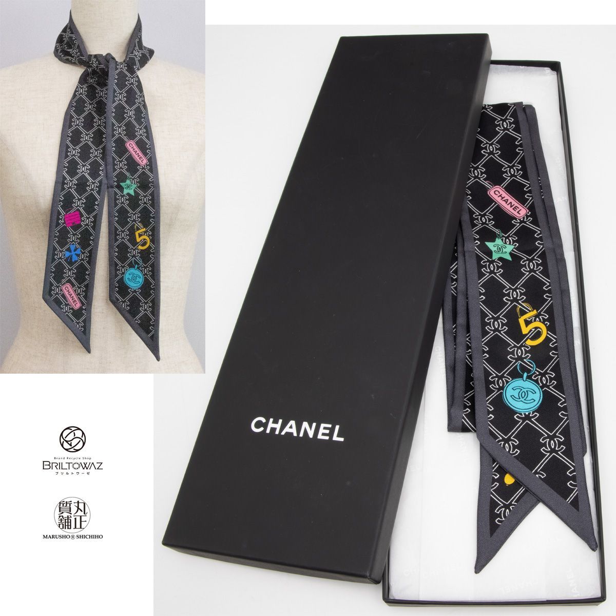 新品同様❣️CHANELシャネルスカーフ黒可愛い❣️ - メルカリ