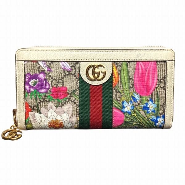 グッチ GUCCI GGフローラ オフィディア 523154 ラウンドファスナー 花柄 長財布 レディース