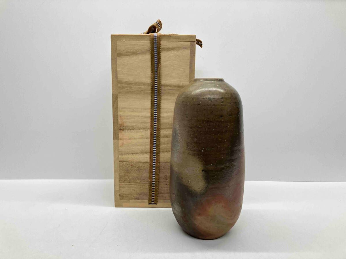 備前焼 安東利喜 花入 共箱 共布 窯変 花器 作家物 安東利喜 備前焼 花入 花瓶 箱あり - メルカリ