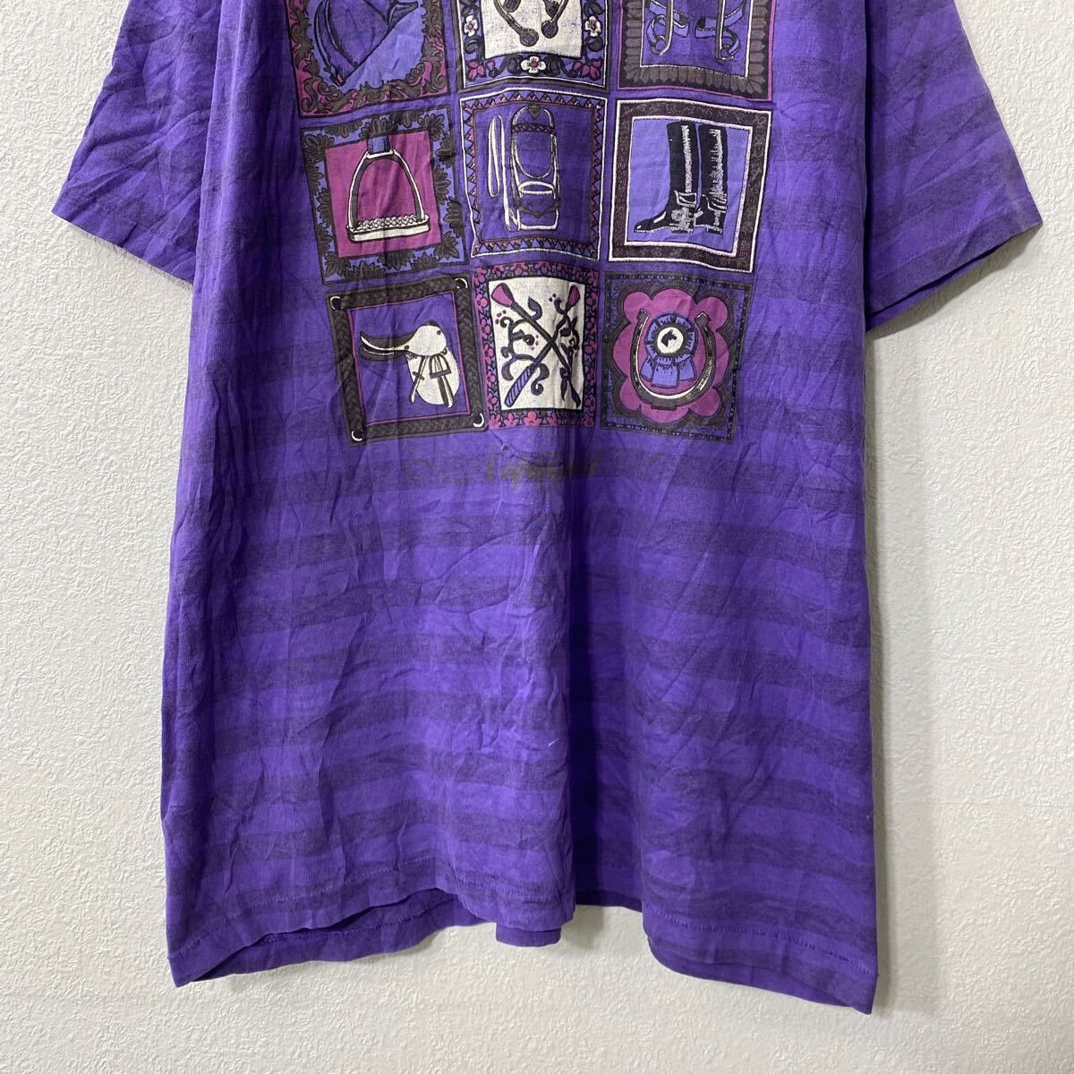 TENNESSEE RIVER 半袖 プリントTシャツ XL パープル ボーダー テネシー 