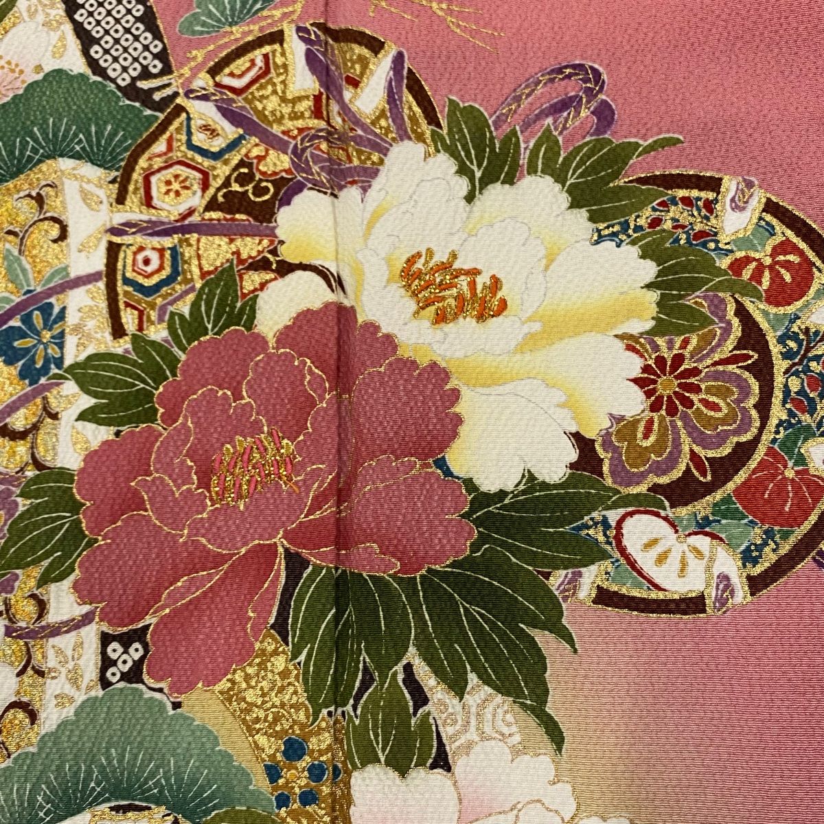 C513正絹　振袖　金彩　金糸　着物 No.315 【新品/金彩友禅】純白の振袖に金銀箔が輝き、シンプル
