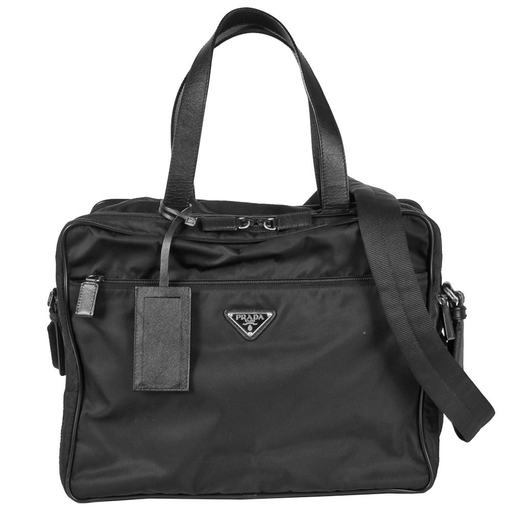 プラダ PRADA ビジネスバッグ ブリーフケース 2WAY ナイロン レザー V361 ブラック NERO 【中古】