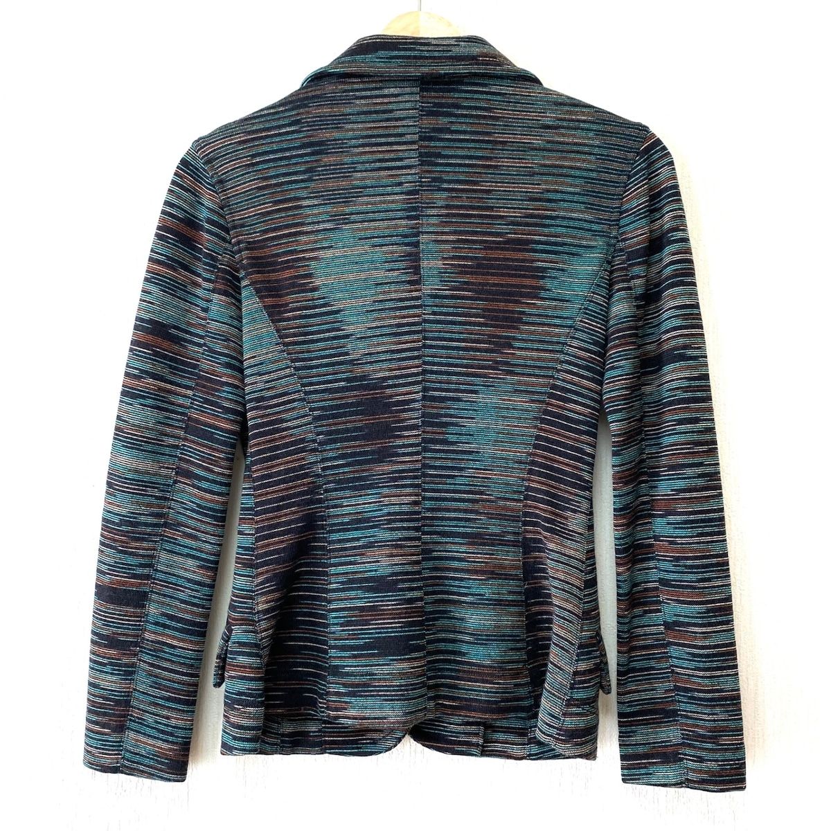 MISSONI(ミッソーニ) ジャケット サイズ42(I) M レディース - 黒×ライトグリーン×ダークブラウン 長袖/冬/秋 - メルカリ