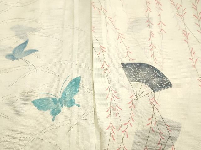 平和屋本店□夏物 小紋 絽 紗 洗える着物 まとめて20点 蝶 花柄 暈し