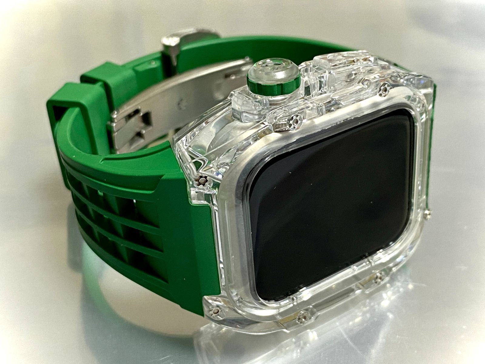 ｸﾞﾘｰﾝ☆アップルウォッチバンド ラバーベルト カバー Apple Watch