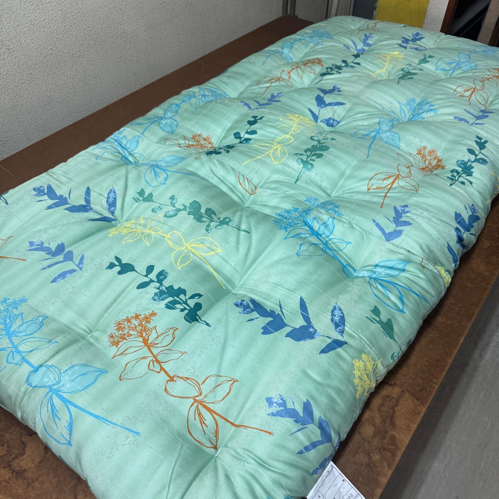 在庫品 敷き布団 敷布団 綿布団 めん布団 和布団 手作り布団 ふとん 日本製 グリーン 昔ながらのお布団 シングル 100×200 インド綿 和式 ふかふか