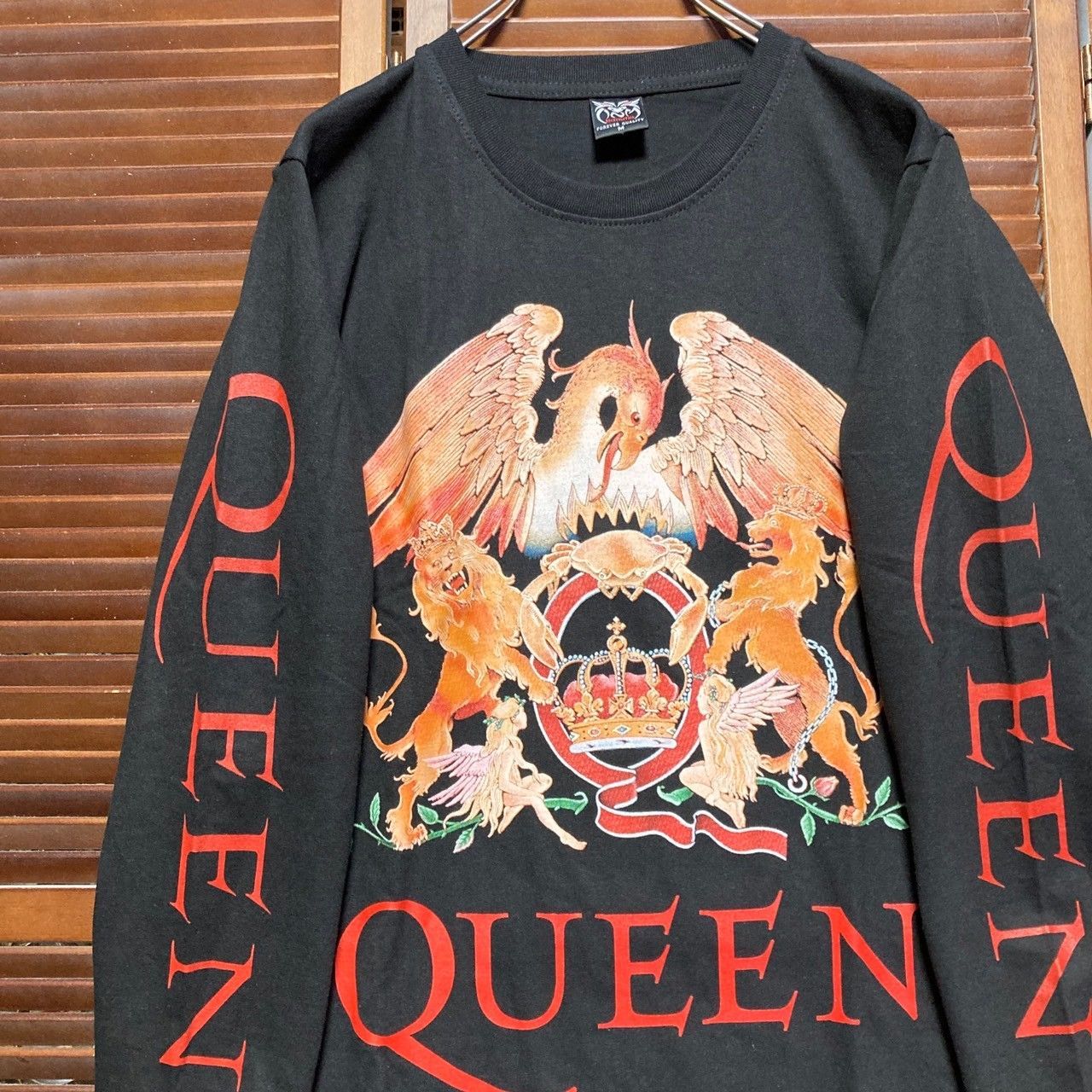 クイーン QUEEN 黒 長袖 Tシャツ ロンT バンド ロングスリーブ デザイン 袖 両面 プリント 派手 奇抜 古着 ビンテージ vintage  ロック パンク メタル ヒップホップ ラッパー アーティスト 7部袖 カットソー - メルカリ