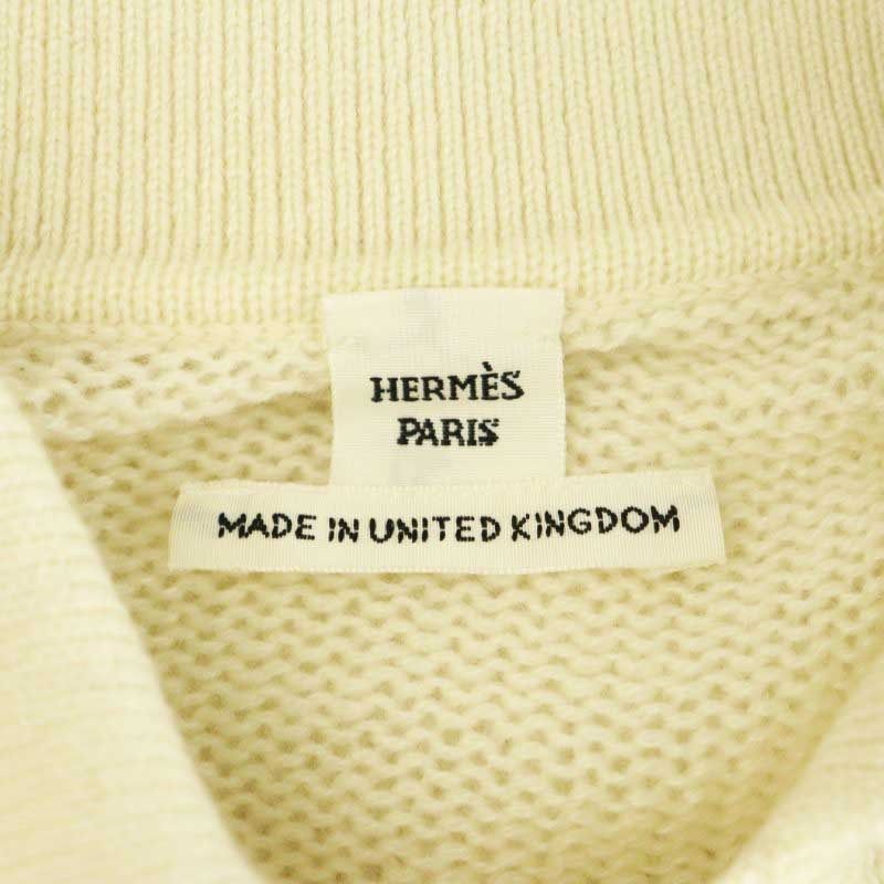 エルメス HERMES PARIS 襟付きクロップドカーディガン ニット 長袖 セリエボタン カシミヤ 34 アイボリー /NR ■OS レディース HERMES エルメス PARIS 襟付きクロップドカーディガン ニット