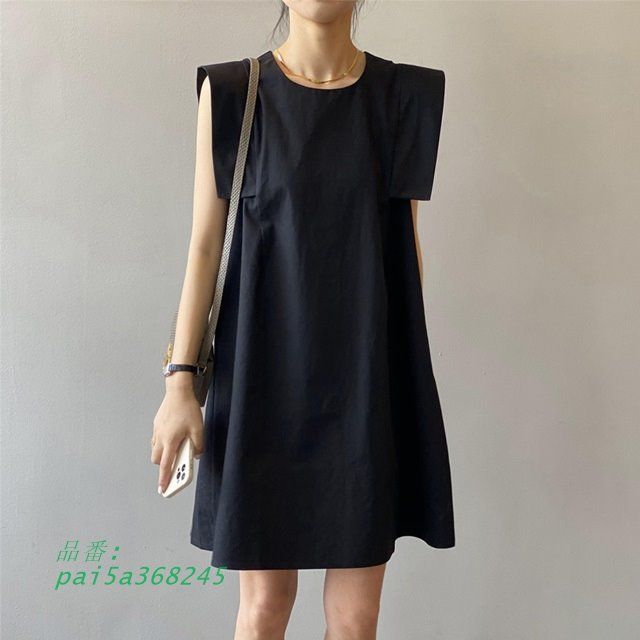 ワンピース 春 カジュアル ワンピース ミニ丈 ノースリーブ 夏 カジュアル 黒 ゆったり 韓国ファッション シンプル 無地 大人 pai5a368245