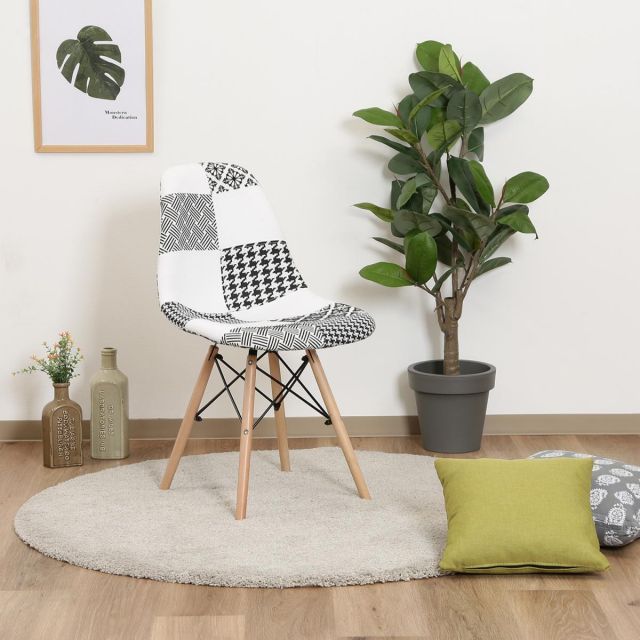 イームズ パッチワークシェルチェア ファブリック ブラック ホワイト 不二貿易 不二貿易 イームズ パッチワークシェルチェア ブラックホワイト 新生活