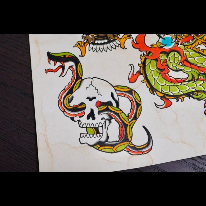 原画】 Beast タトゥーフラッシュ タトゥー oldschool tattoo