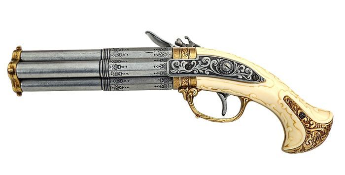 DENIX デニックス 1310 フリントロック 4バレル 30.5cm レプリカ 銃