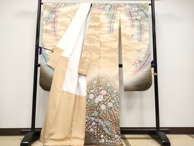 平和屋本店■極上　越後十日町の一流染匠　桐屋・翠山工房　振袖　辻が花　絞り　暈し染め　銀通し地　逸品　CYAA0819s4 平和屋本店□極上 越後十日町の一流染匠 桐屋・翠山工房 振袖 辻が花