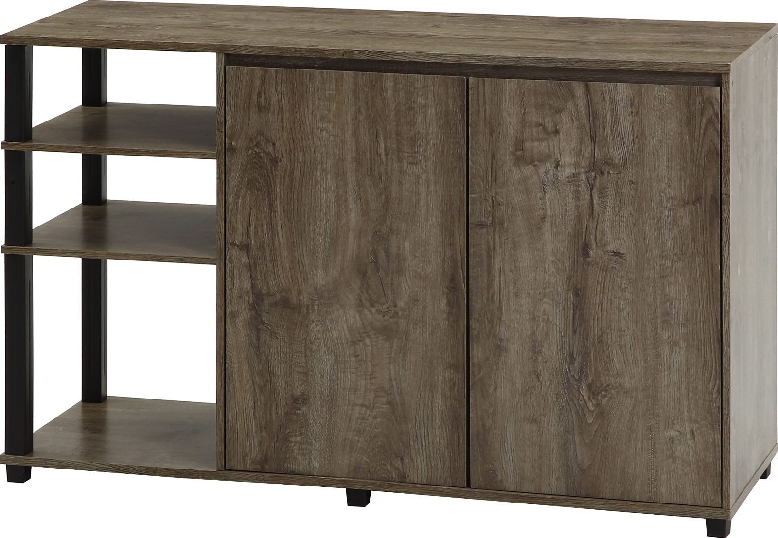 【在庫処分】ブラック ナチュラル キャビネット サイドチェスト 幅119×奥行39.5×高さ74.7 組立簡単 サイドボード FIT 70697 不二貿易 大型