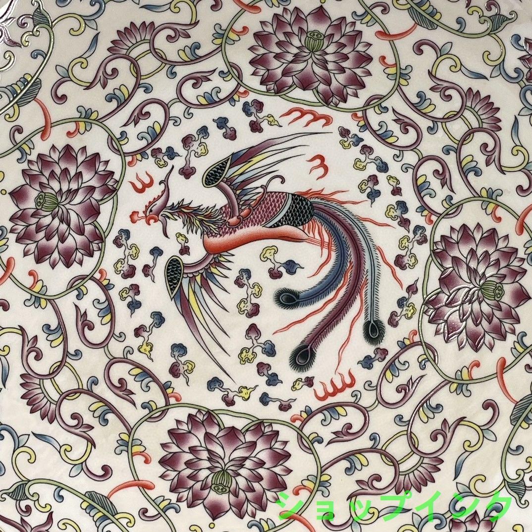 清乾隆五彩鳳紋賞盤 景徳鎮 陶磁器 装飾品 工芸品 美術品 置物