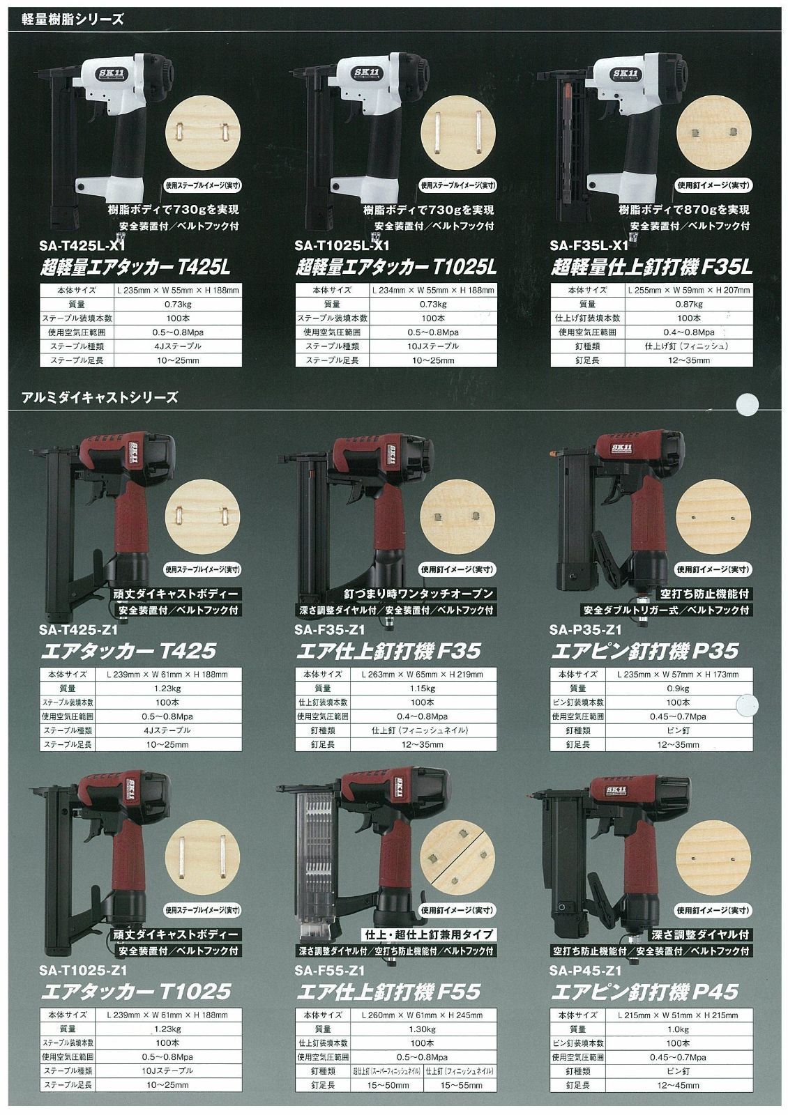 人気商品SK11 エアータッカー T425 ステープル 10~25mm SA-T425-Z1