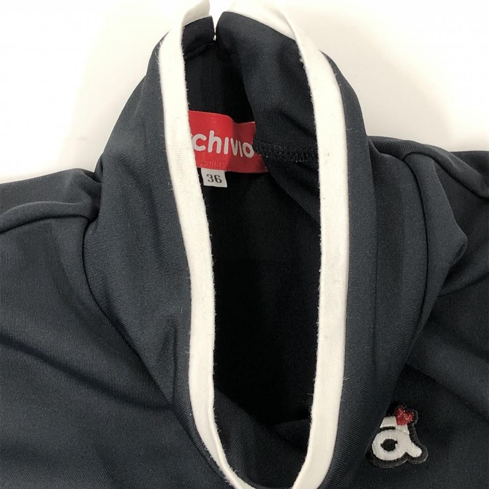 美品】アルチビオ 長袖ハイネックシャツ 黒×白 ロゴ刺しゅう