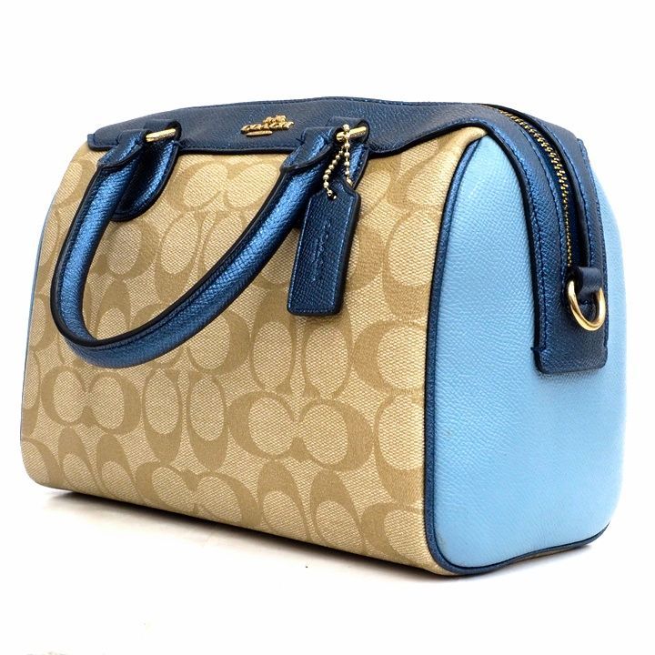 美品COACH ♡ミニボストンバック マルチカラー COACH コーチ F66912 ミニベネット ミニボストンバッグ カーキ