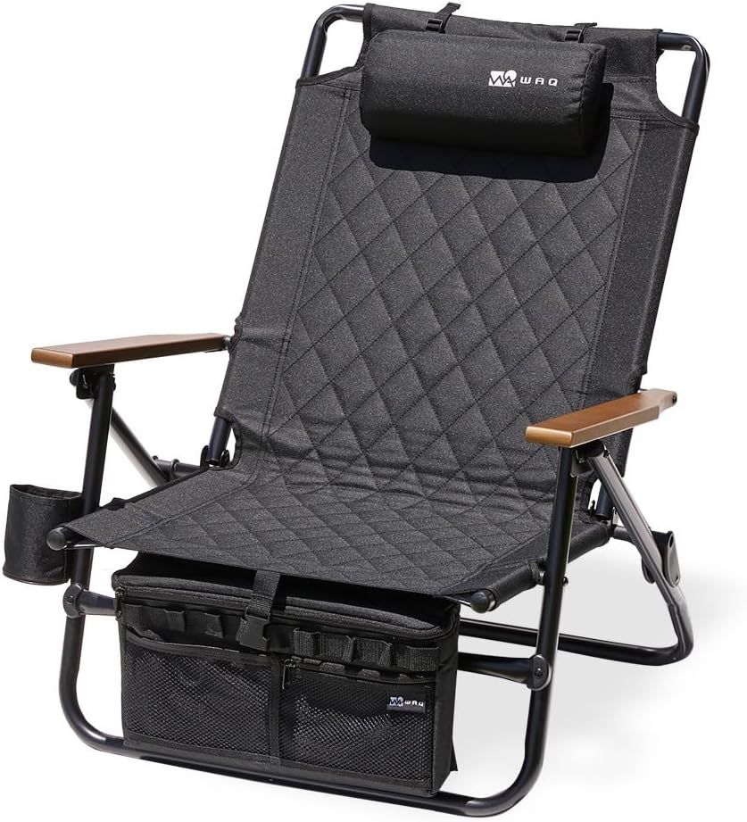 WAQ Reclining Low Chair リクライニングローチェア WAQ-RLC1 折りたたみチェア リクライニングチェア アウトドア 焚き火 アイアン ドリンクホルダー