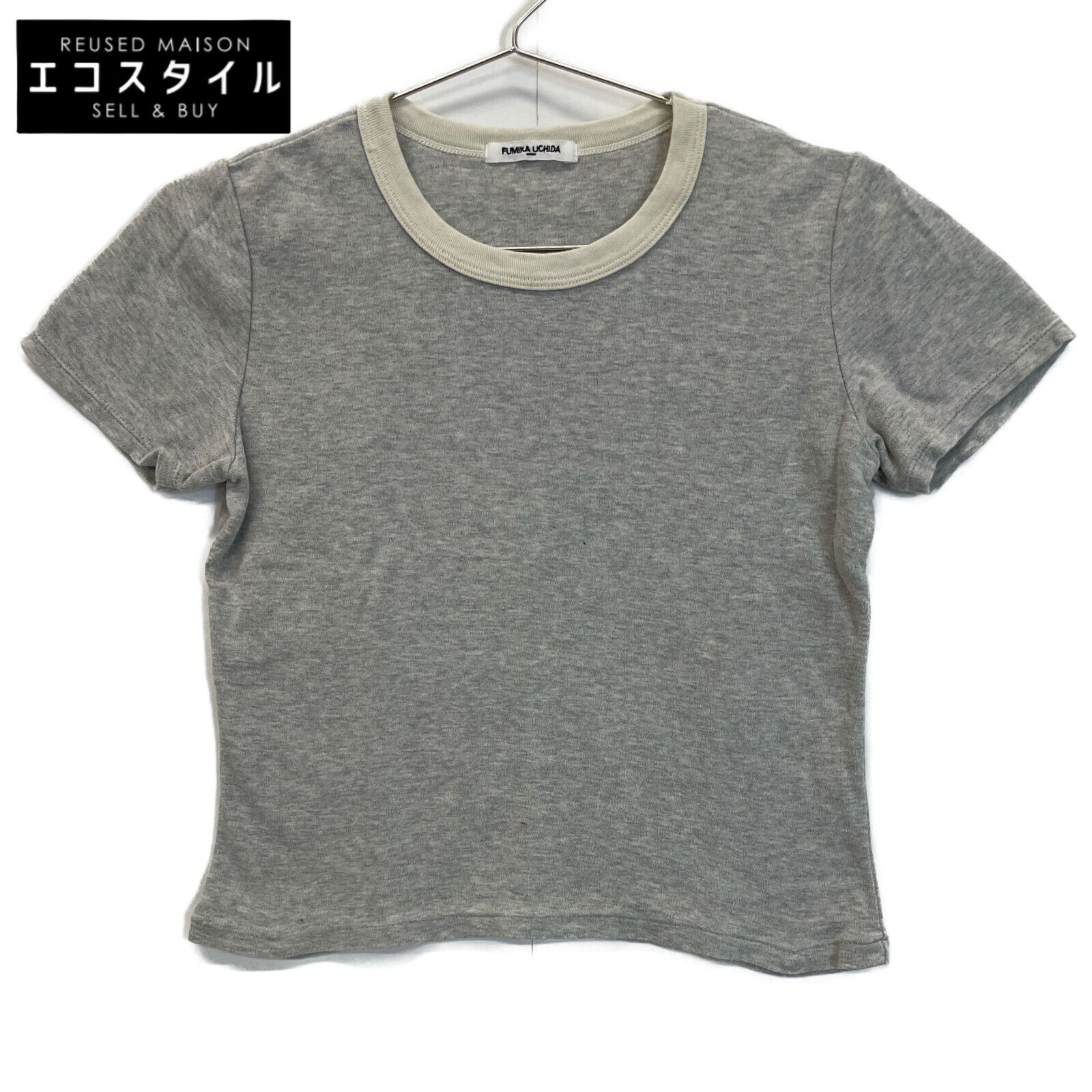 FUMIKA UCHIDA フミカウチダ ｸﾞﾚｰ ﾄﾘﾐﾝｸﾞﾀﾞﾌﾞﾙﾈｯｸ Tｼｬﾂ L - メルカリ