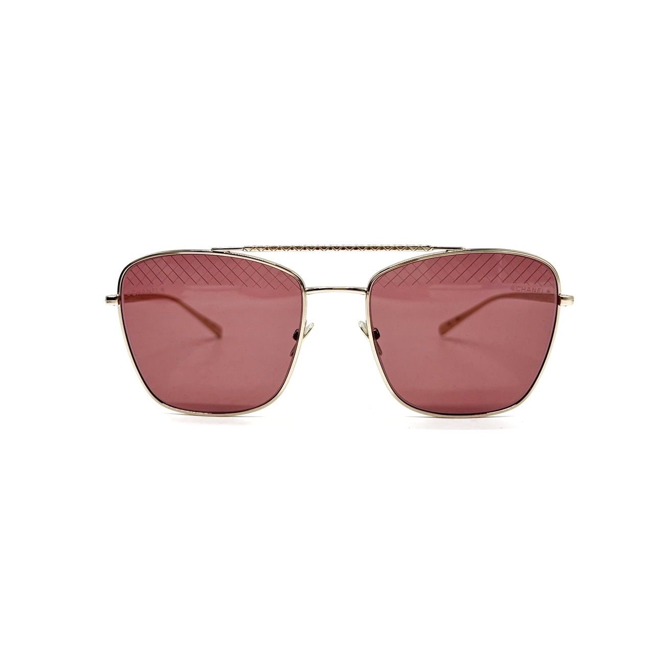 CHANEL シャネル サングラス ボストン ブラウン 茶色 レッド 赤色 シルバー金具 ユニセックス 男女兼用 メンズ レディース