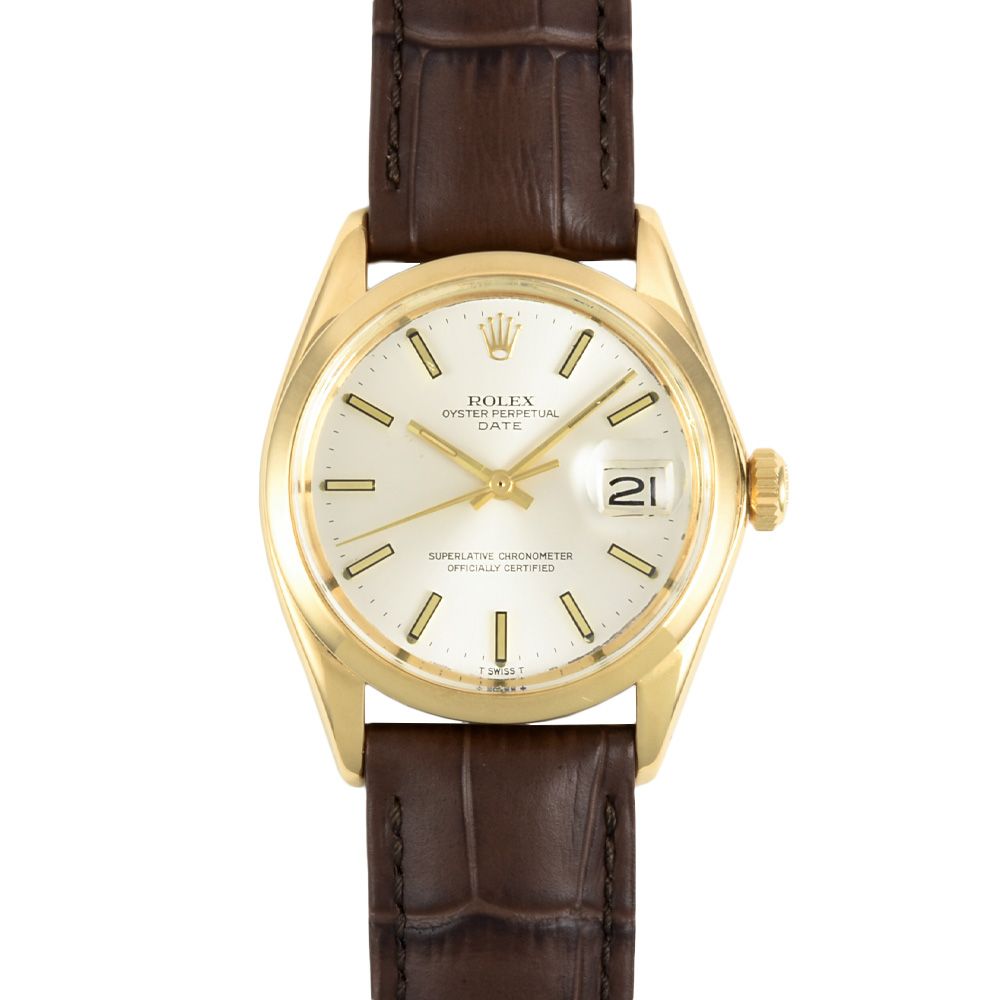 ロレックス ROLEX 1503 オイスターパーペチュアル デイト 腕時計 シルバー文字盤 K18YG 金無垢 スムースベゼル【中古】
