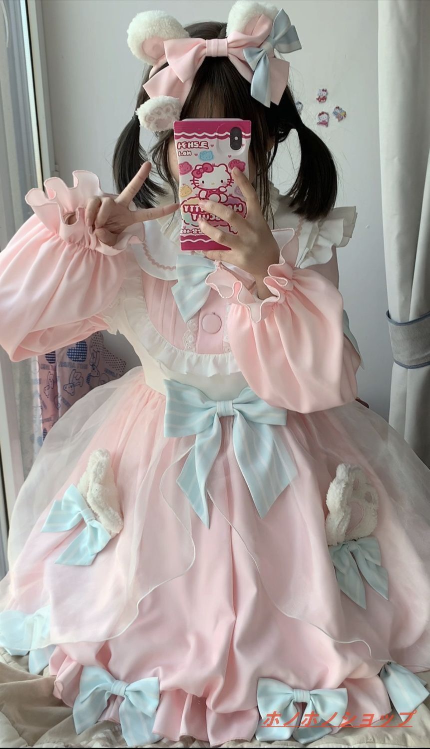 魔法少女 リボン ピンク ワンピース ロリータ Lolita 高品質