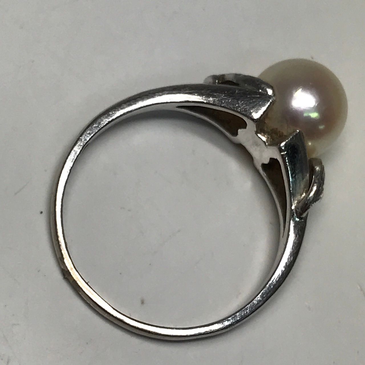 ミキモト MIKIMOTO K14ホワイトゴールド パールリング 本真珠