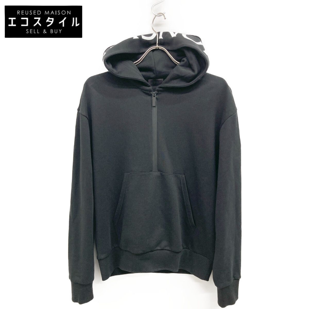 MONCLER モンクレール 21年 ﾌﾞﾗｯｸ HOODIE ﾊｰﾌｼﾞｯﾌﾟﾊﾟｰｶ XS