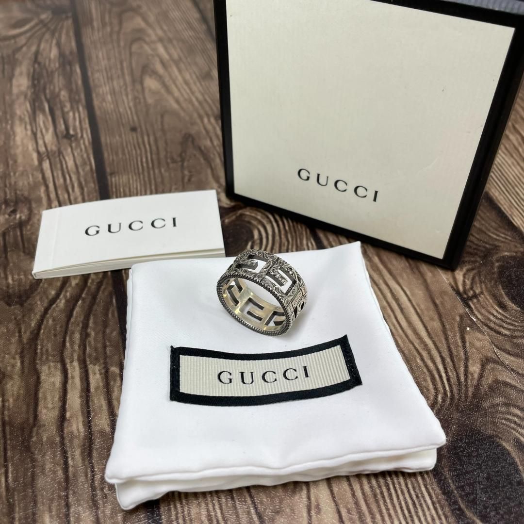 GUCCI / グッチ スクエアG アラベスク彫 シルバーリング サイズ22号