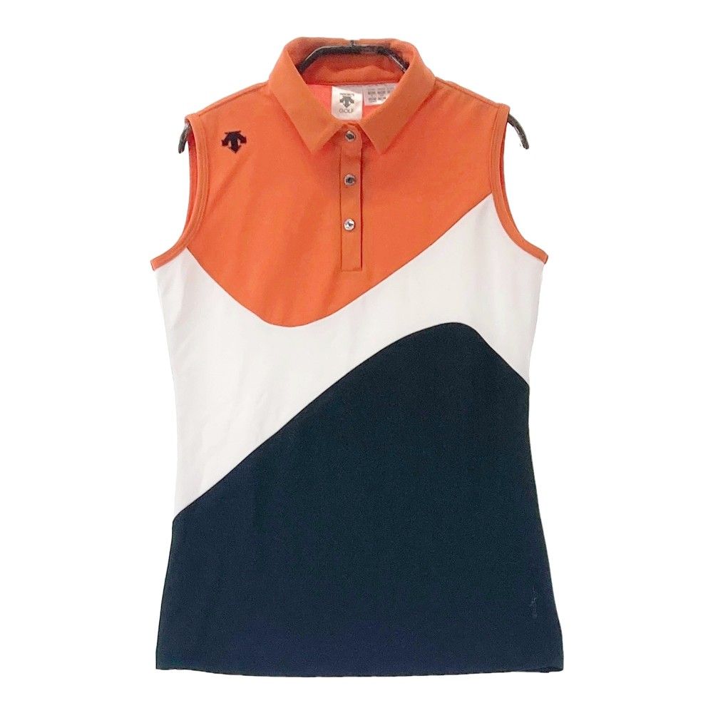 サイズ：S DESCENTE GOLF デサントゴルフ  ノースリーブポロシャツ  ブラック系 [240101418787] ゴルフウェア レディース ストスト サイズ：S DESCENTE GOLF デサントゴルフ ノースリーブ