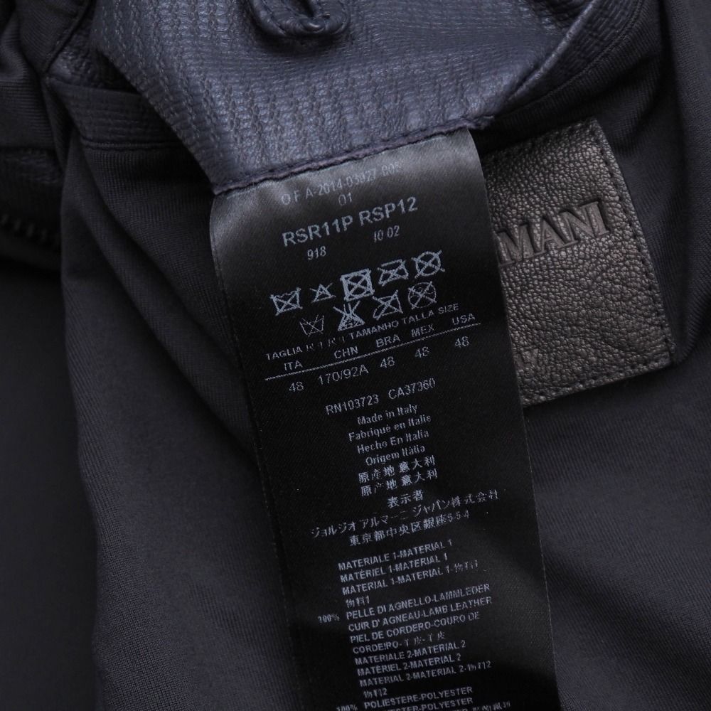 GIORGIO ARMANI ジョルジオアルマーニ ジャケット サイズ48 ジップアップ ラムレザー パーカー ウィンドブレイカー ブルゾン ブランド古着 20250912 RA6025 GULLKHAN_COM
