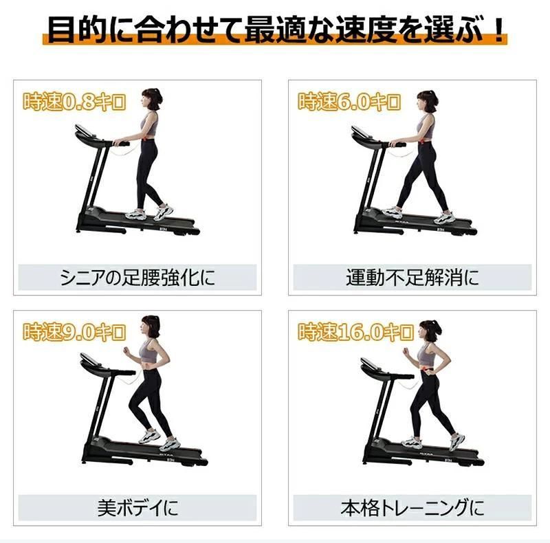 ルームランナー 家庭用電動 MAX16kmh 折りたたみ 心拍数測定 ダイエットEVA