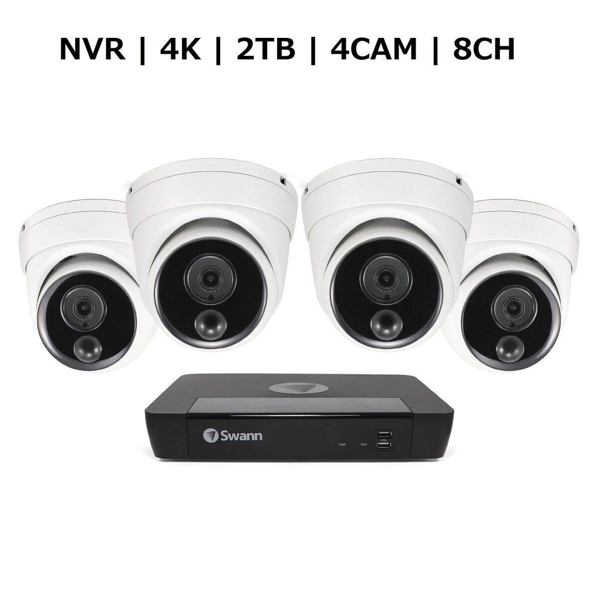 コストコ商品!Swann スワン 8CH 4K NVRシステム 2TB 4K ドーム カメラ 4台セット ct36942
