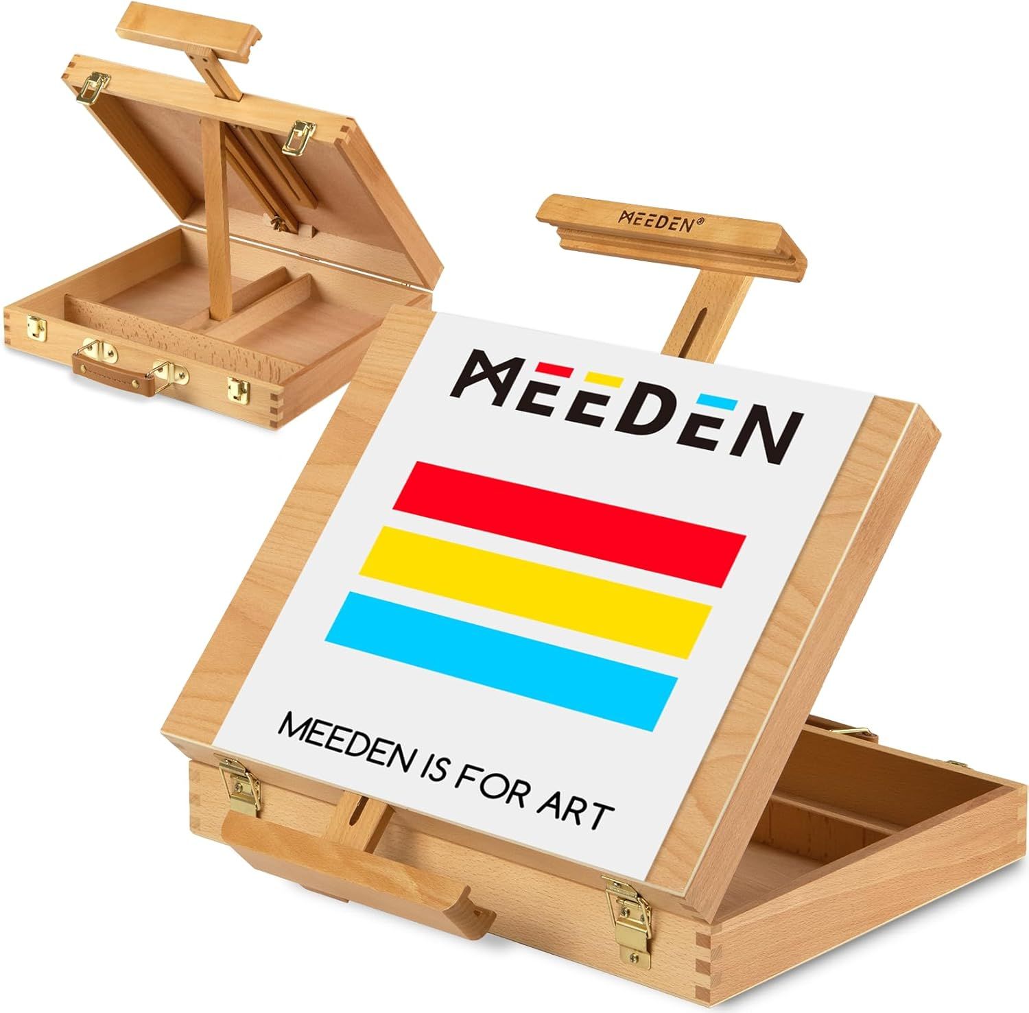 MEEDEN 卓上イーゼル ブナ木製 収納ボックス付き 高さ調節 角度調節 折りたたみ式 携帯便利 (A2 A3)パネルに対応 最大70cmのキャンバスを収容でき デスクイーゼル スケッチ板 製図ボード 写生用 